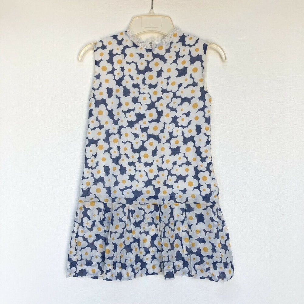 Vtg Montgomery Ward Sleeveless Daisy Floral‎ Dress Girls Size S Hippie Boho Chic